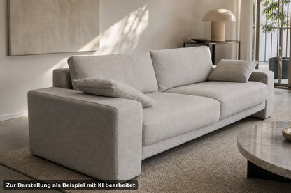 Rolf Benz EGO Couch Viersitzer Stoff Grau Designer Sofa Chromleisten Neubezug | Rolf Benz - Bild 1