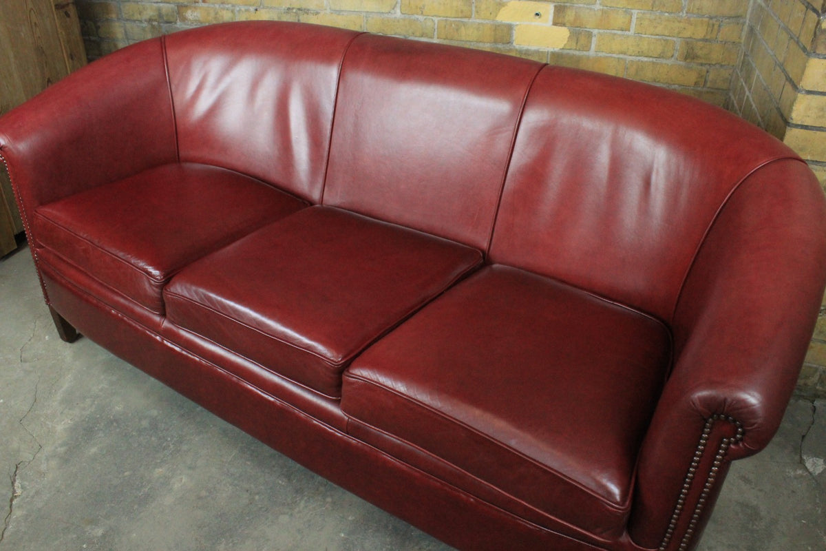 Original Englische Chesterfield Couch Dreisitzer Leder Rot Vintage Clubsofa 1983 | Chesterfield - Bild 4