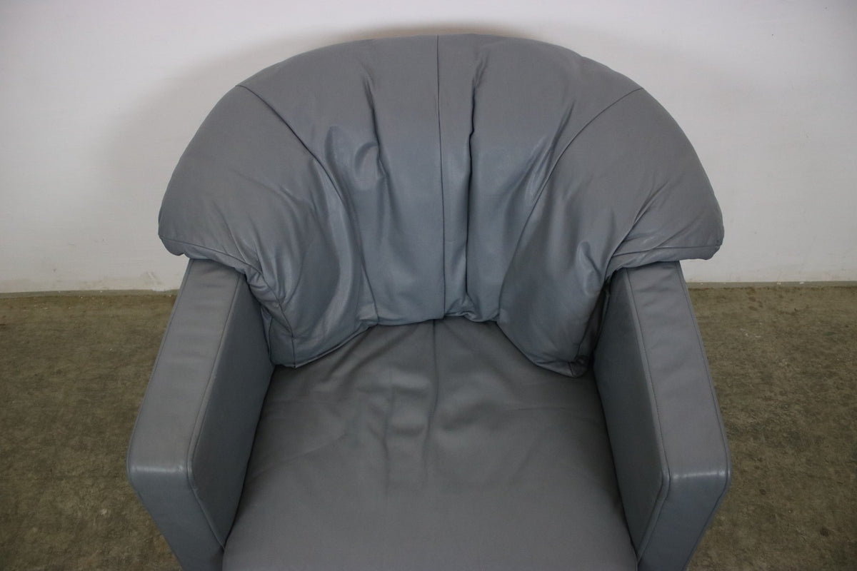 Rolf Benz BMP Sessel Blaugrau Einsitzer Sofa Echtleder Blaugrau Designer | Rolf Benz - Bild 6