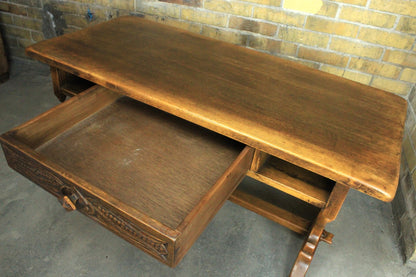 Altdeutsch / Renaissance Couchtisch Schreibtisch Massivholz Eiche mit Schublade | ALTDEUTSCH - Bild 4