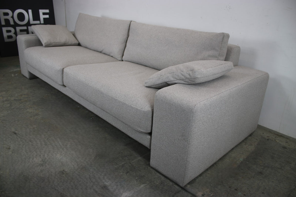 Rolf Benz EGO Couch Viersitzer Stoff Grau Designer Sofa Chromleisten Neubezug | Rolf Benz - Bild 4