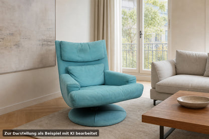 Rolf Benz Drehsessel Einsitzer Sofa Veloursleder Blau Designer Multifunktion | Rolf Benz - Bild 1