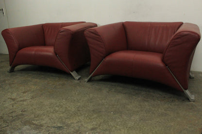 2 X Rolf Benz 322 Club Sessel Einsitzer Designer Sofa Echtleder Rot | Rolf Benz - Bild 5