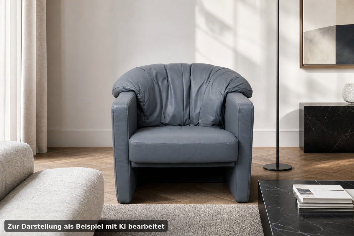 Rolf Benz BMP Sessel Blaugrau Einsitzer Sofa Echtleder Blaugrau Designer | Rolf Benz - Bild 1