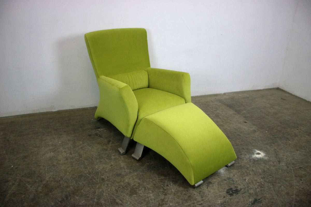 Rolf Benz 322 Sessel mit Hocker Stoff Gelb Designer Neubezug | Rolf Benz - Bild 3