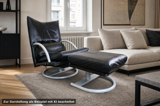 Eleganter Drehsessel Von Rolf Benz BMP Mit Hocker In Schwarz Funktion Designer | Rolf Benz - Bild 1