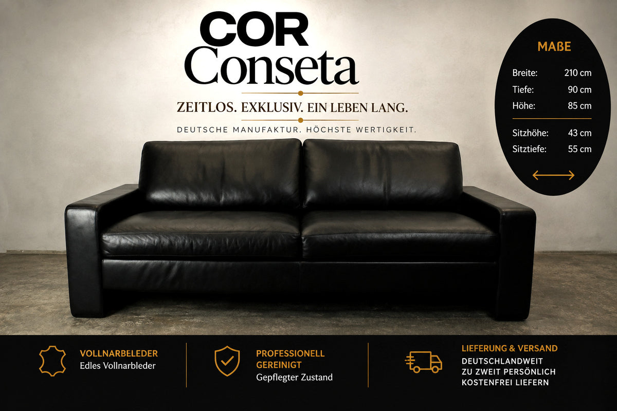 COR CONSETA | 3-SITZER | SCHWARZ LEDER | DESIGNER SOFA | Cor - Bild 2
