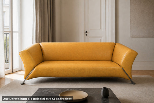 Rolf Benz 322 Clubsofa–Dreisitzer Designer Couch Neu Bezogen Gelb Leder | Rolf Benz - Bild 1