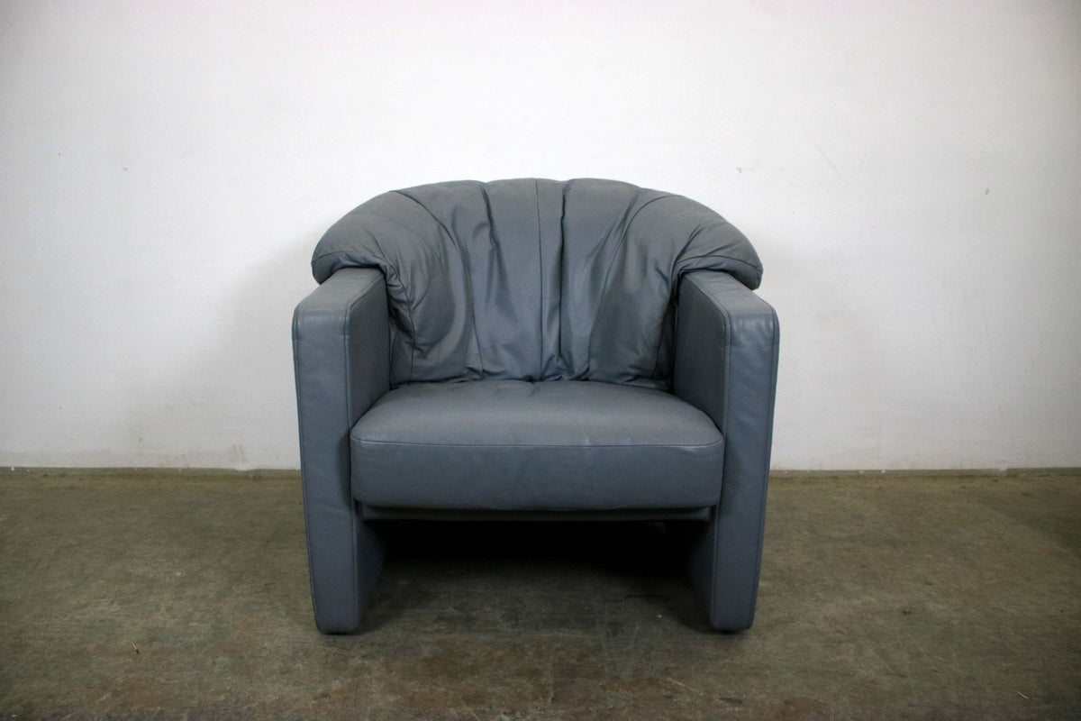 Rolf Benz BMP Sessel Blaugrau Einsitzer Sofa Echtleder Blaugrau Designer | Rolf Benz - Bild 2