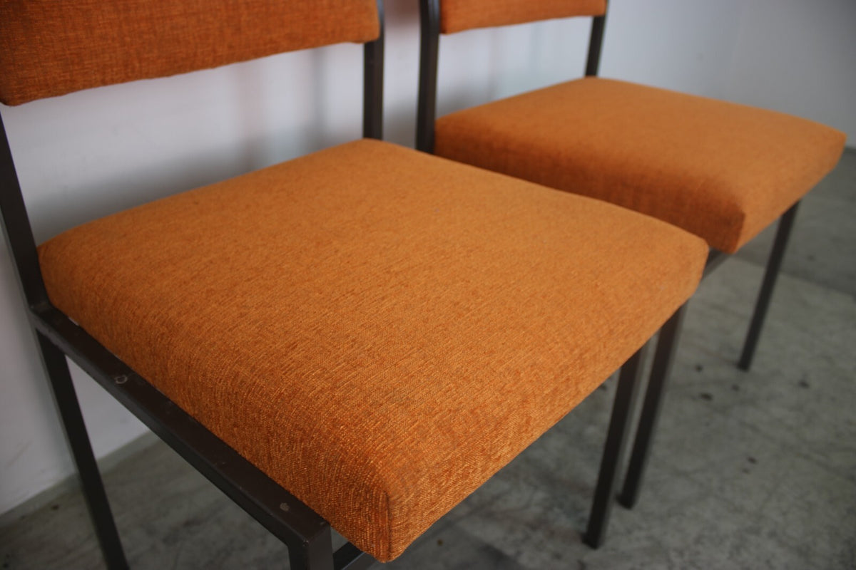 Arnold Stuhl Vintage Chesterfield Orange – 4er Set, neu gepolstert
