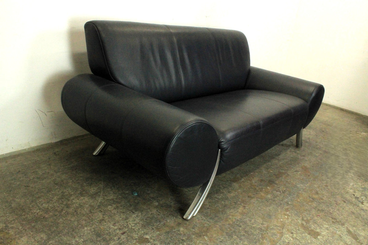 Rolf Benz 545 Designer Couch Zweisitzer Sofa Blau Echtleder | Rolf Benz - Bild 4