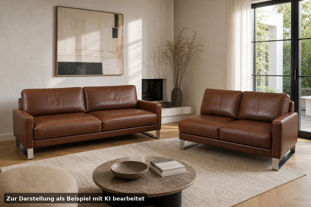Rolf Benz EGO Designer Couch Garnitur Dreisitzer & Zweisitzer Leder Sofa Braun | Rolf Benz - Bild 1