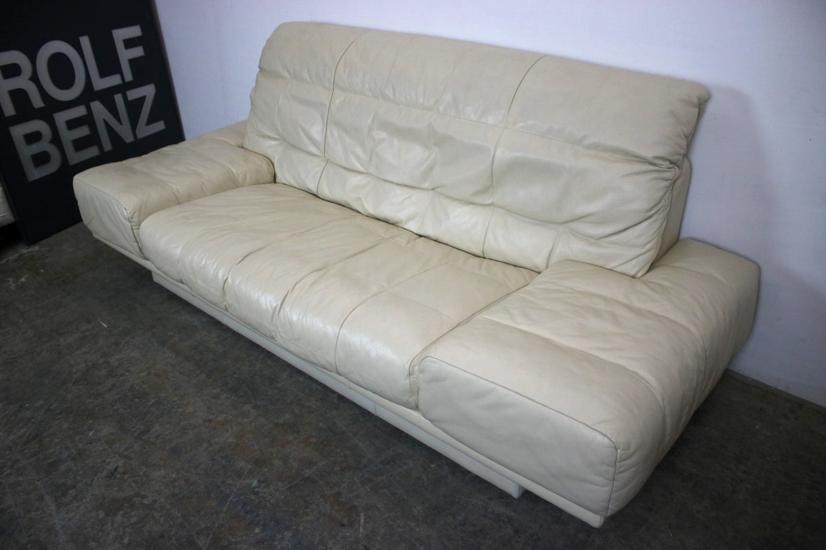 Designer Sofa von Rolf Benz AK Creme Leder Manuelle Funktion Dreisitzer Couch | Rolf Benz - Bild 4
