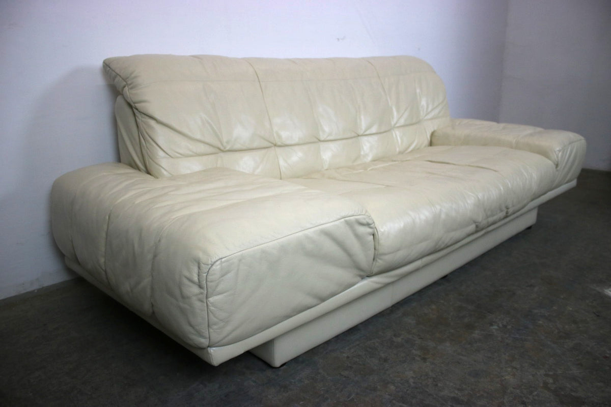 Designer Sofa von Rolf Benz AK Creme Leder Manuelle Funktion Dreisitzer Couch | Rolf Benz - Bild 3