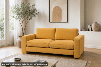 COR Conseta Couch Dreisitzer Hochwertiger Ripp Stoff Gelb Designer Sofa Neubezug | Cor - Bild 1