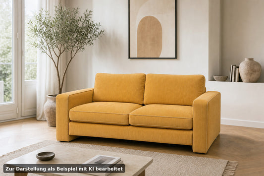 COR Conseta Couch Dreisitzer Hochwertiger Ripp Stoff Gelb Designer Sofa Neubezug | Cor - Bild 1
