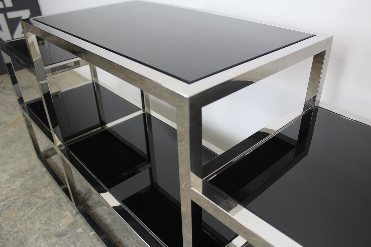 Elegantes Titanium Glasregal Sideboard Bücherregal Mit 6 Schwarzen Glasablagen | Reinstein Möbel - Bild 5