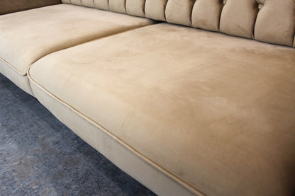 Chesterfield Dreisitzer Designer Couch Samt Champagner Stoff Messing Sofa | Chesterfield - Bild 8