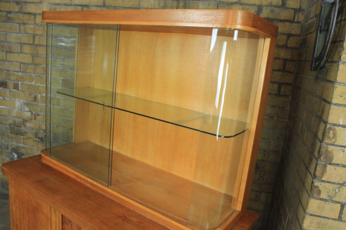 Art Deco Aufsatzschrank Buffet Vitrinenschrank Rundglas Wurzel Nussbaum Antik | ART DECO - Bild 3