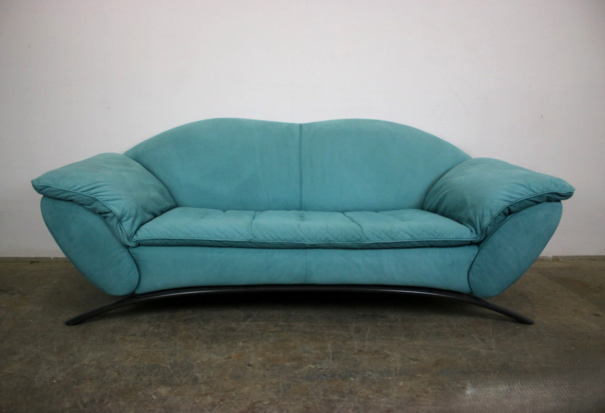 Rolf Benz Dreisitzer Couch Veloursleder Blau Designer Sofa | Rolf Benz - Bild 2