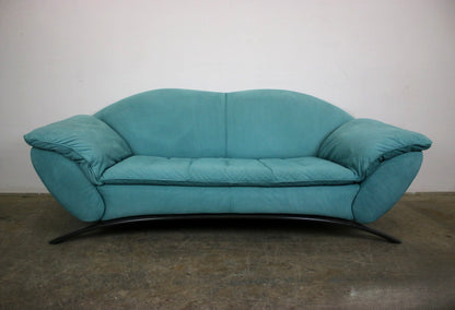 Rolf Benz Dreisitzer Couch Veloursleder Blau Designer Sofa | Rolf Benz - Bild 2