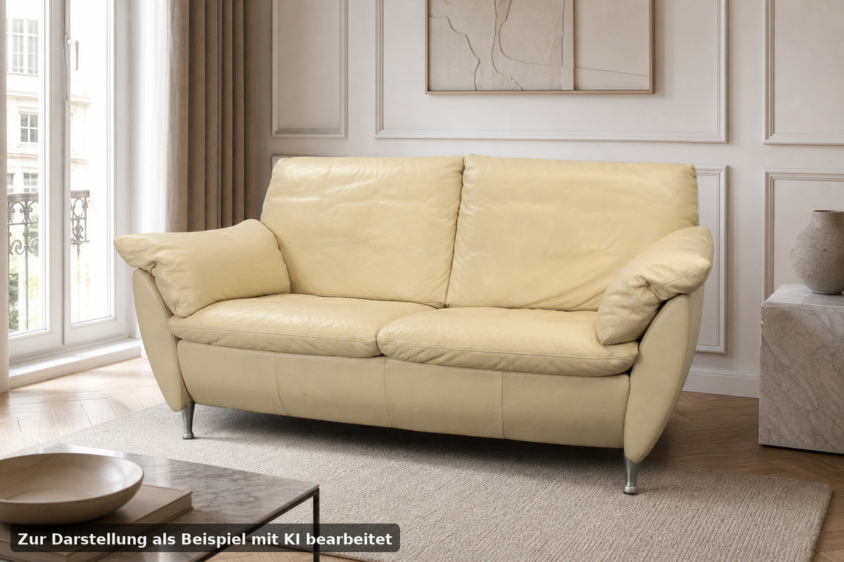Rolf Benz Sofa Modell 5600 Echtleder Creme Zweisitzer Couch Designer | Rolf Benz - Bild 1