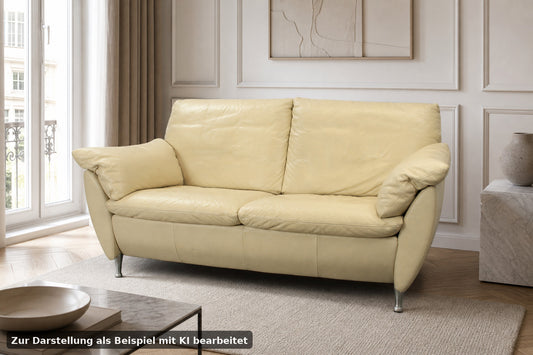 Rolf Benz Sofa Modell 5600 Echtleder Creme Zweisitzer Couch Designer | Rolf Benz - Bild 1