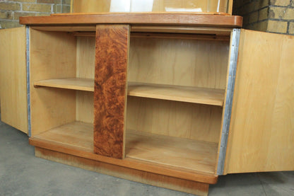 Art Deco Aufsatzschrank Buffet Vitrinenschrank Rundglas Wurzel Nussbaum Antik | ART DECO - Bild 6