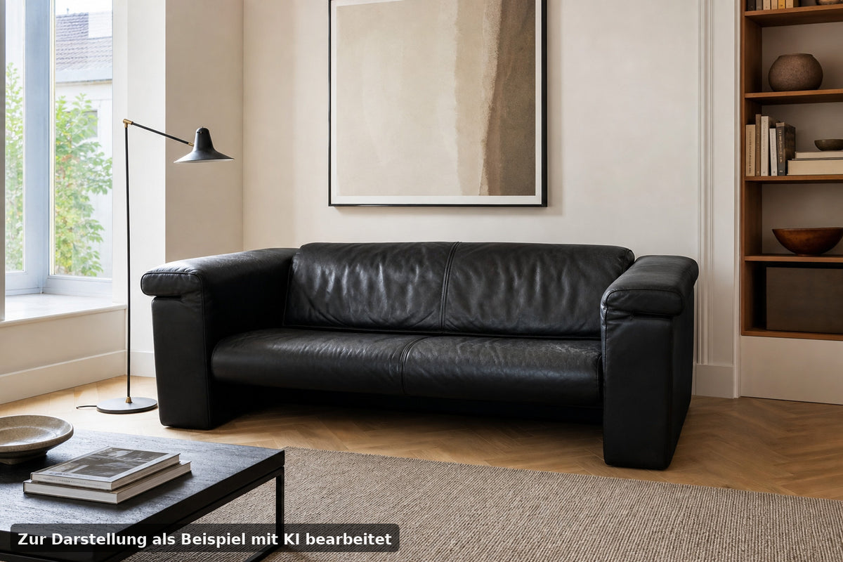 Rolf Benz 6800 Dreisitzer Couch Designer Sofa Echtleder Schwarz | Rolf Benz - Bild 1