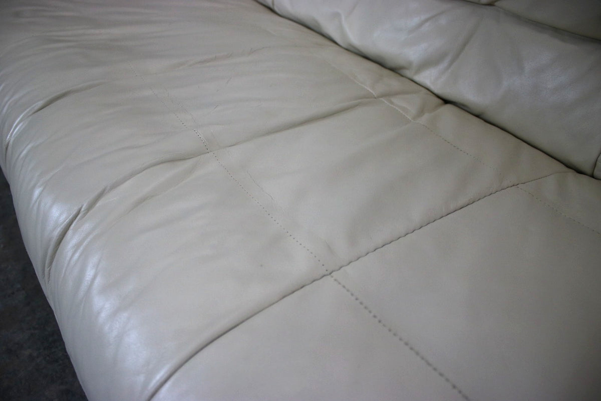 Designer Sofa von Rolf Benz AK Creme Leder Manuelle Funktion Dreisitzer Couch | Rolf Benz - Bild 6