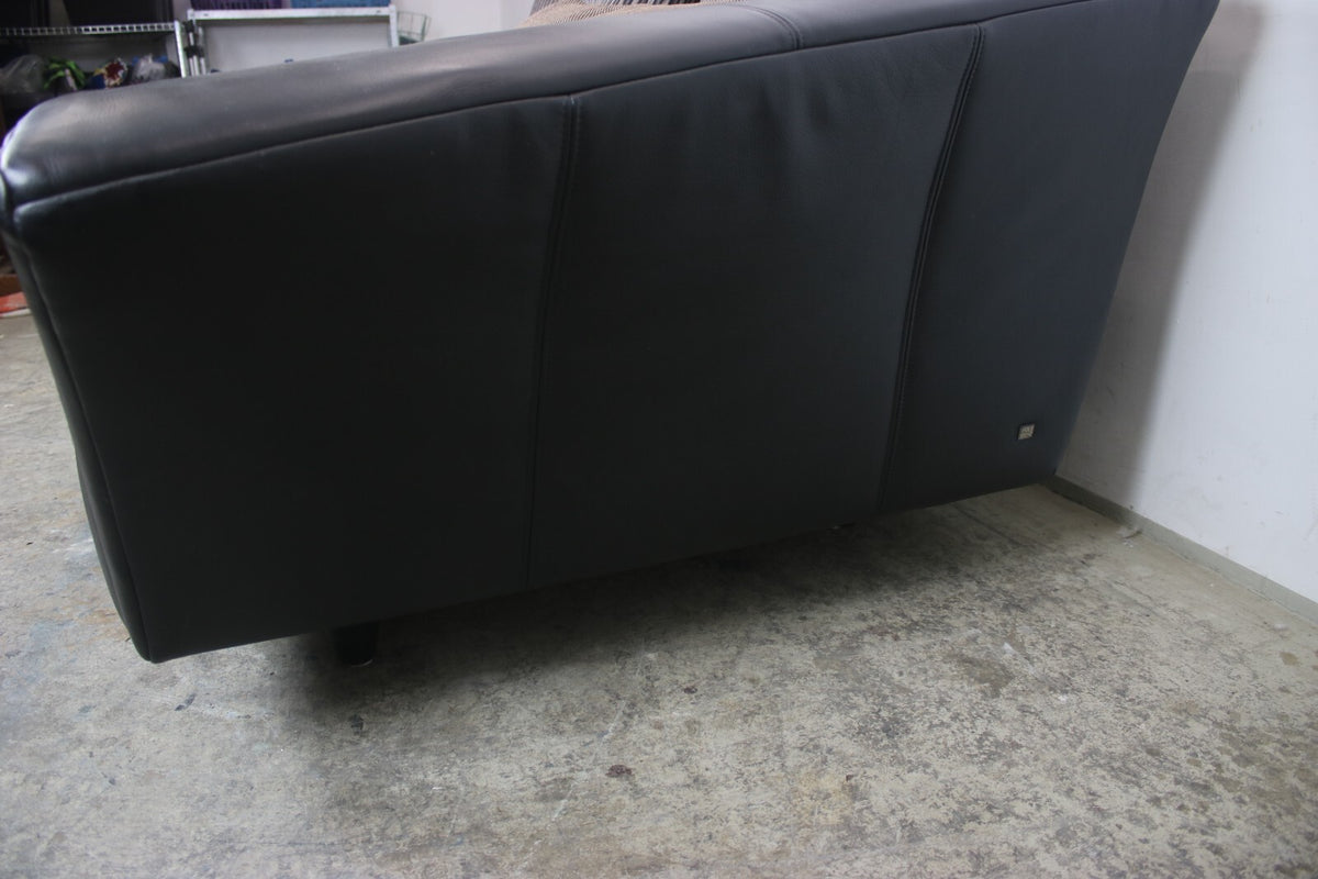 Rolf Benz Sofa Modell 333 Schwarz Leder mit 5 neuen Stoff Kissen Designer Couch | Rolf Benz - Bild 6