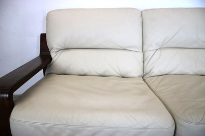 Rolf Benz Dreisitzer Couch Beige Leder Eiche Sichtholzgestell Freisteller Sofa | Rolf Benz - Bild 7