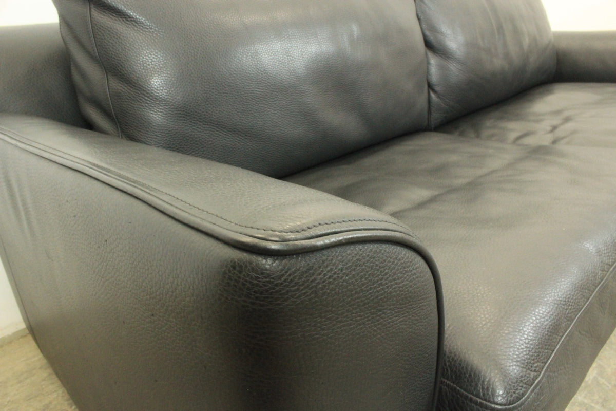 Walter Knoll Couch 3-Sitzer Designer Daunen Leder Sofa Schwarz Mit Kopfstütze | Walter Knoll - Bild 5