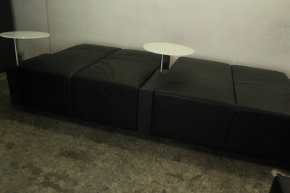 Walter Knoll Designer Loungemodule Sofa Couch Schwarz Leder& Weiße Glastische | Walter Knoll - Bild 7