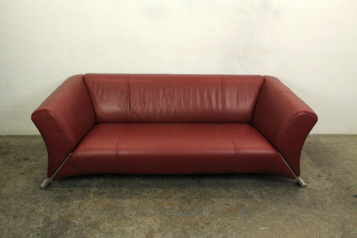 Rolf Benz 322 Club Sofa Dreisitzer Designer Couch Echtleder Rot | Rolf Benz - Bild 3
