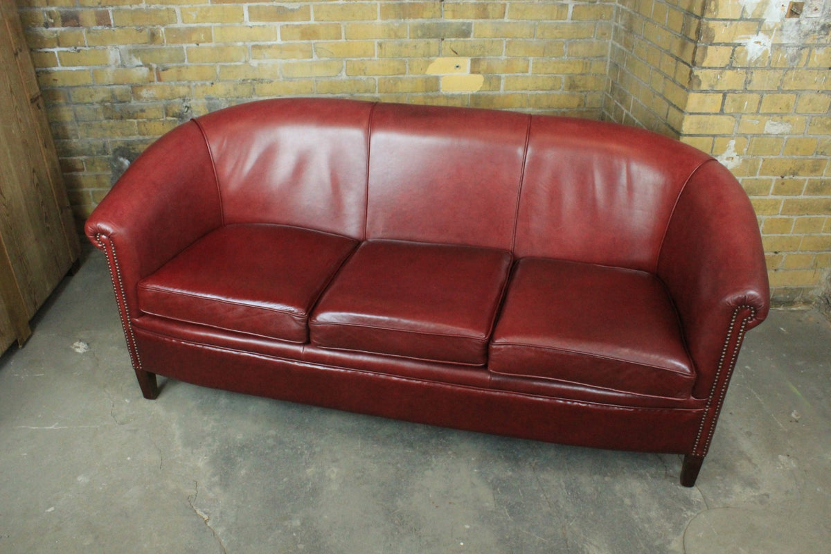 Original Englische Chesterfield Couch Dreisitzer Leder Rot Vintage Clubsofa 1983 | Chesterfield - Bild 3