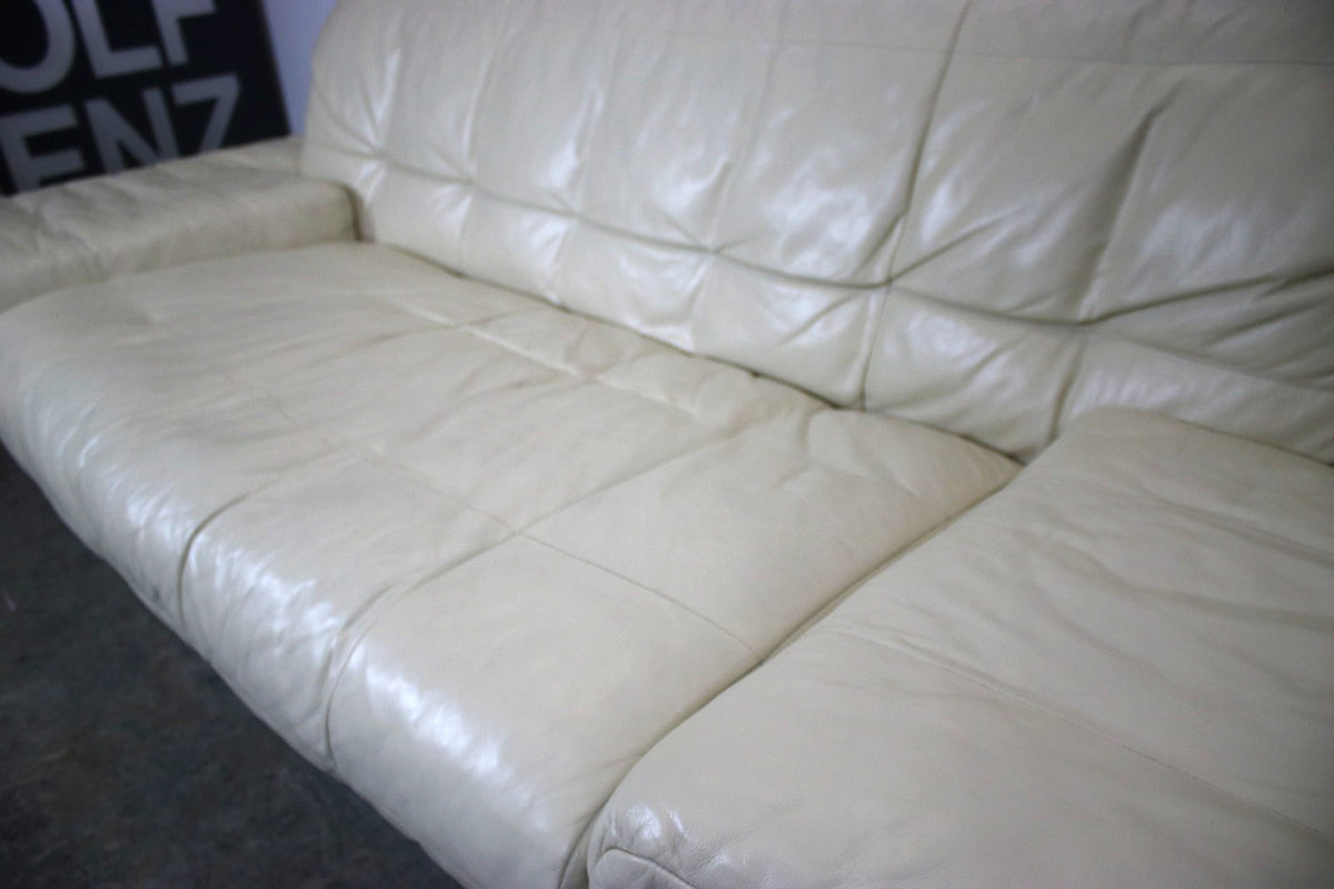 Designer Sofa von Rolf Benz AK Creme Leder Manuelle Funktion Dreisitzer Couch | Rolf Benz - Bild 5