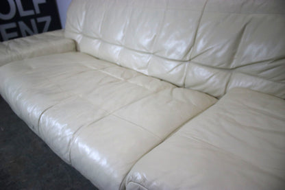 Designer Sofa von Rolf Benz AK Creme Leder Manuelle Funktion Dreisitzer Couch | Rolf Benz - Bild 5