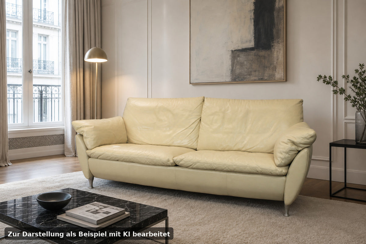 Rolf Benz Sofa Modell 5600 Echtleder Creme Dreisitzer Couch Designer | Rolf Benz - Bild 1