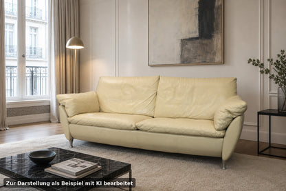 Rolf Benz Sofa Modell 5600 Echtleder Creme Dreisitzer Couch Designer | Rolf Benz - Bild 1