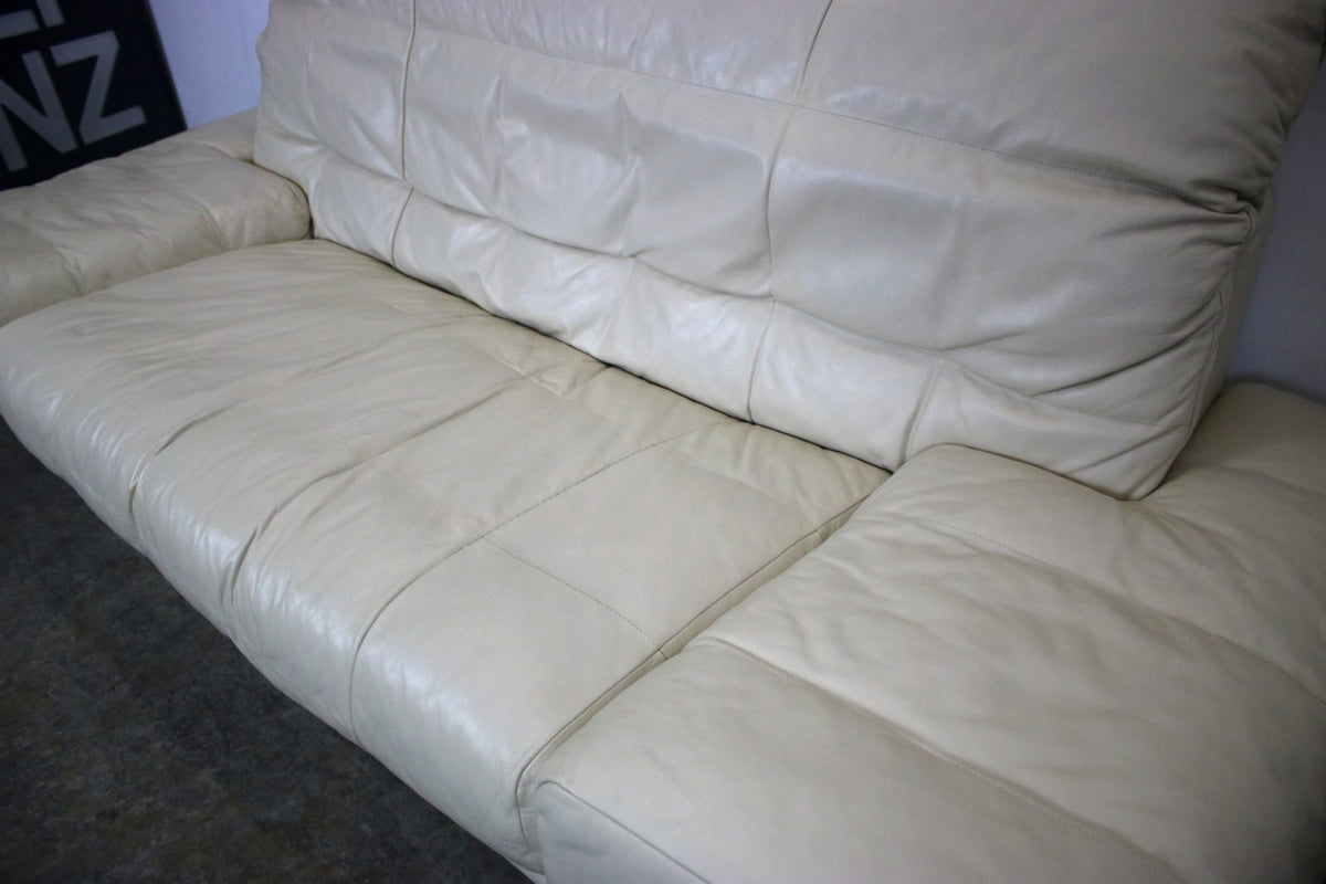 Designer Sofa von Rolf Benz AK Creme Leder Manuelle Funktion Dreisitzer Couch | Rolf Benz - Bild 5