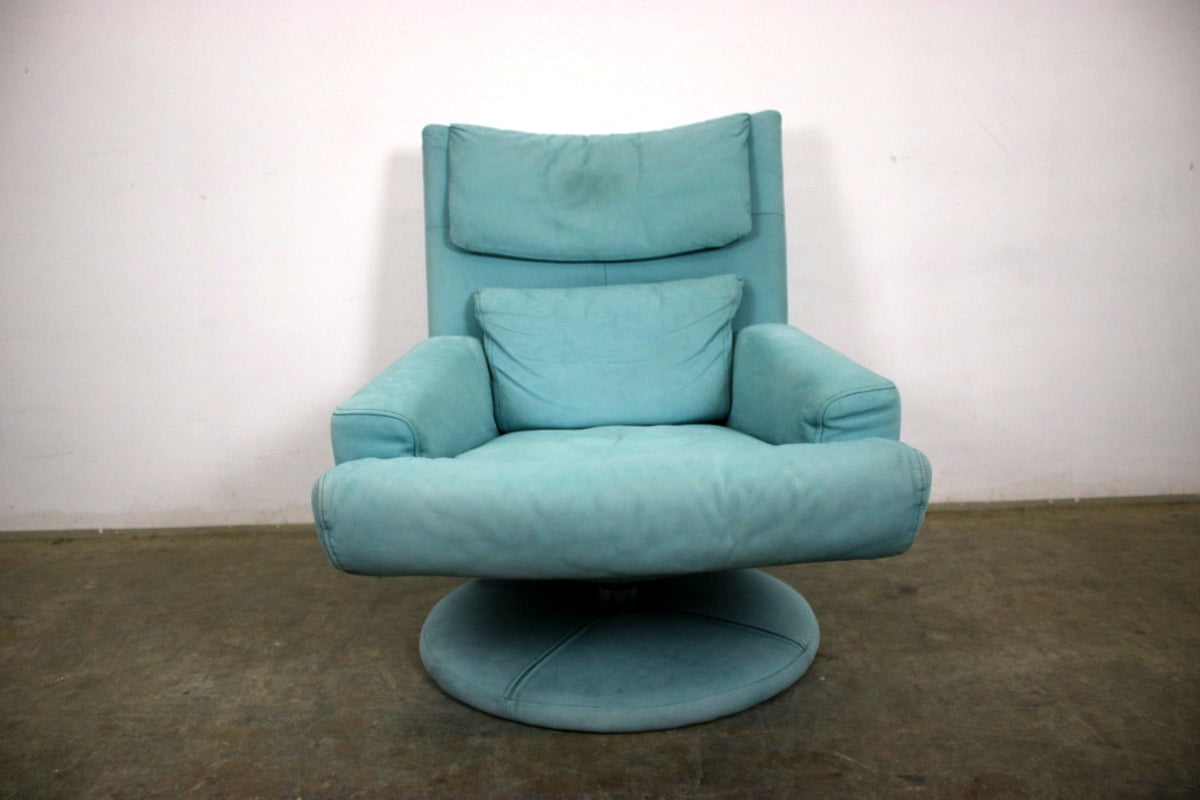 Rolf Benz Drehsessel Einsitzer Sofa Veloursleder Blau Designer Multifunktion | Rolf Benz - Bild 2