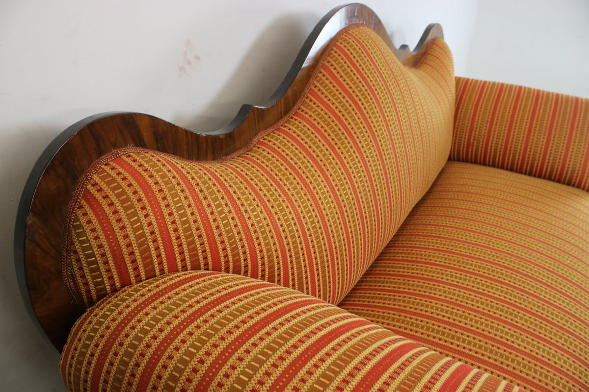 Biedermeier Couch Dreisitzer Nussbaum Streifen Stoff Sofa Antik 1850 Neubezug | Biedermeier - Bild 6