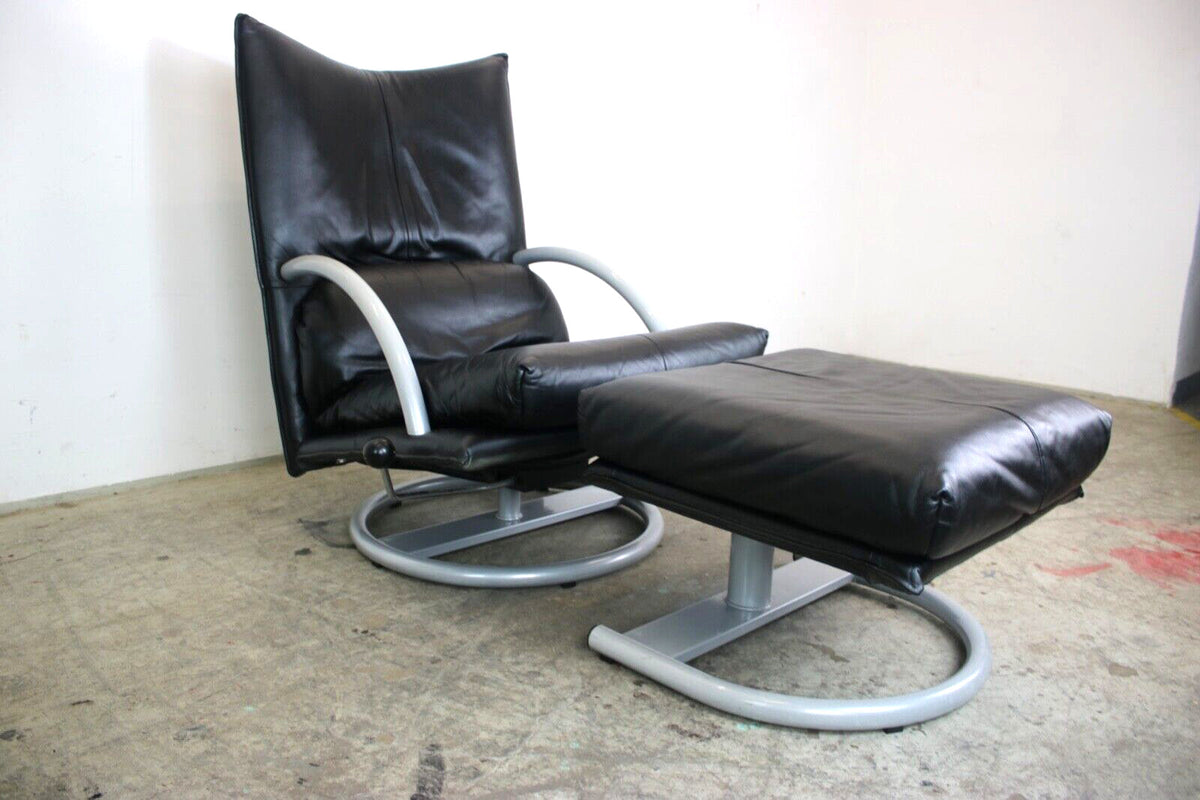 Eleganter Drehsessel Von Rolf Benz BMP Mit Hocker In Schwarz Funktion Designer | Rolf Benz - Bild 2