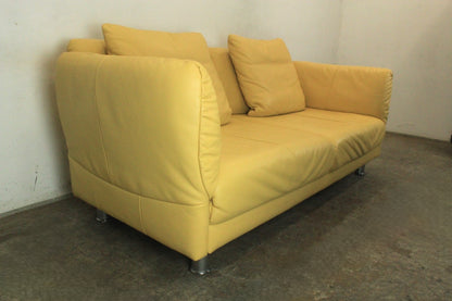 Rolf Benz 510 Couch Dreisitzer Echtleder Gelb Designer Sofa Manuelle Funktion | Rolf Benz - Bild 4