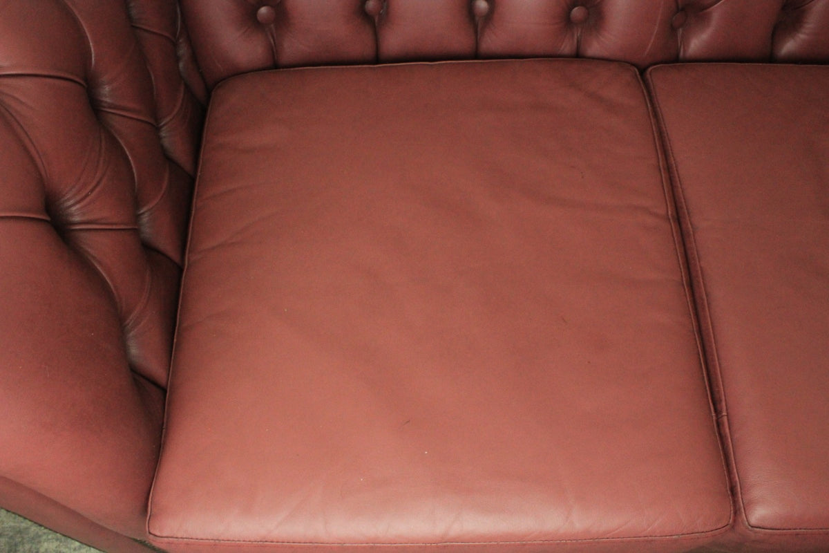 Original Englische Chesterfield Couch Dreisitzer Leder Rot Vintage Clubsofa | Chesterfield - Bild 8