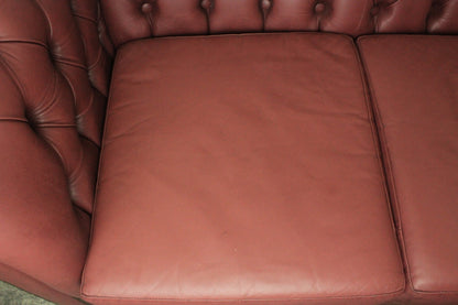Original Englische Chesterfield Couch Dreisitzer Leder Rot Vintage Clubsofa | Chesterfield - Bild 8