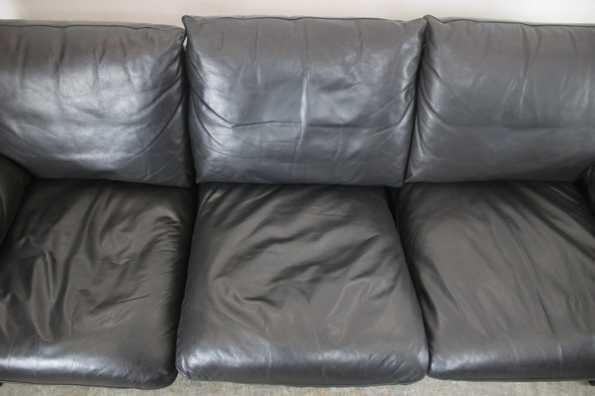 Prächtige Dreisitzer Couch de Sede Daunenkissen Echtleder Schwarz Designer Sofa | De Sede - Bild 6