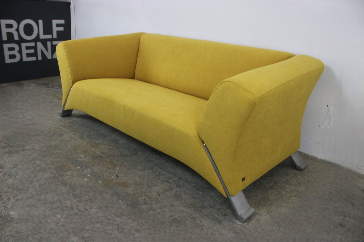 Rolf Benz 322 Clubsofa–Dreisitzer Designer Couch Neu Bezogen in Strahlendem Gelb | Rolf Benz - Bild 5