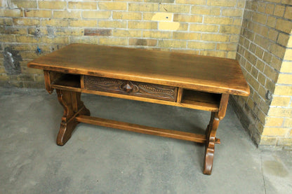 Altdeutsch / Renaissance Couchtisch Schreibtisch Massivholz Eiche mit Schublade | ALTDEUTSCH - Bild 2